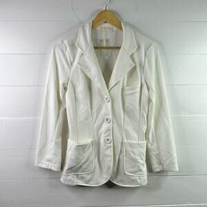 SUZIE KONDI Cream Single Breast Button Up Blazer Pea Coat Jacket Size Small
